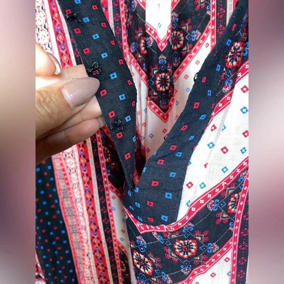 Free People - Printed Voile Peacemaker boho dress long sleeves - high low - sm - Picture 7 of 11